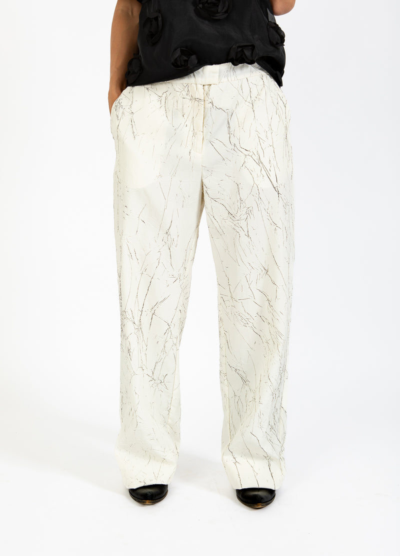 Coster Copenhagen GEKNITTERTE ANZUGHOSE - PETRA PASSFORM Pants Creme/black crinkle - 937