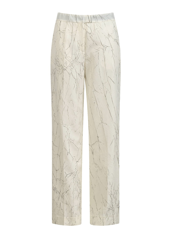 Coster Copenhagen GEKNITTERTE ANZUGHOSE - PETRA PASSFORM Pants Creme/black crinkle - 937