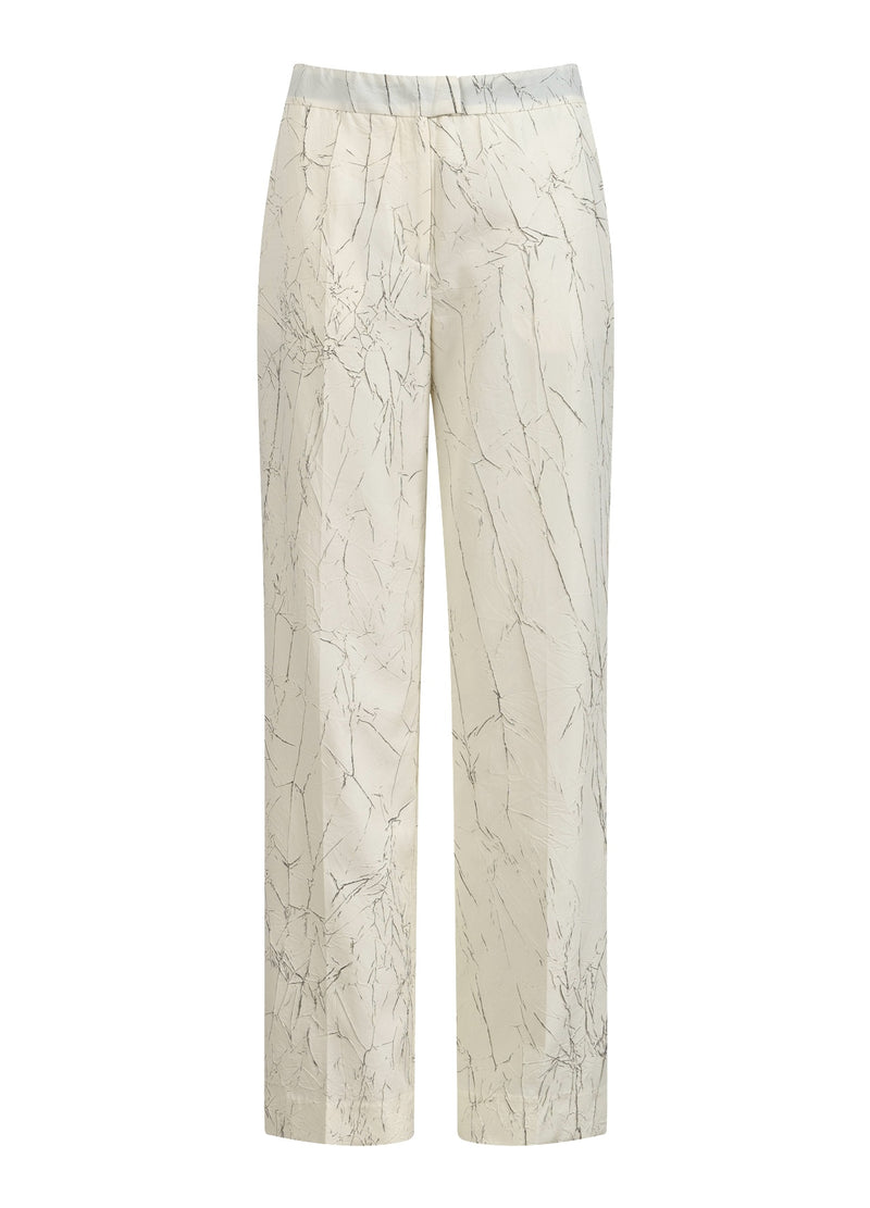 Coster Copenhagen GEKNITTERTE ANZUGHOSE - PETRA PASSFORM Pants Creme/black crinkle - 937