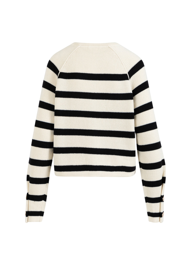 Coster Copenhagen GESTREIFTER CARDIGAN Knitwear Creme / black stripe - 294