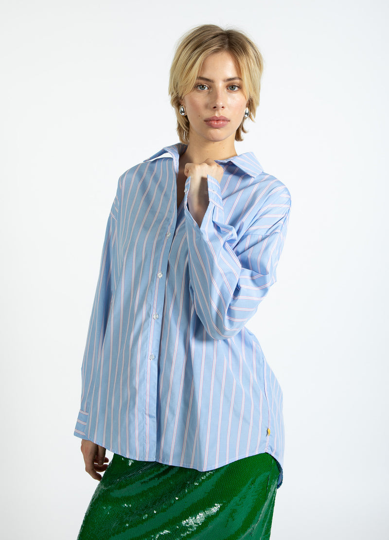 Coster Copenhagen GESTREIFTES HEMD Shirt/Blouse Light blue/pink stripe - 525