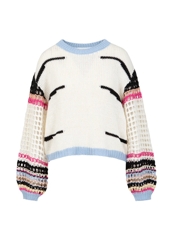 Coster Copenhagen GESTRICKTES OBERTEIL MIT BREITEN STREIFEN UND HÄKELÄRMELN Knitwear Mix - 999