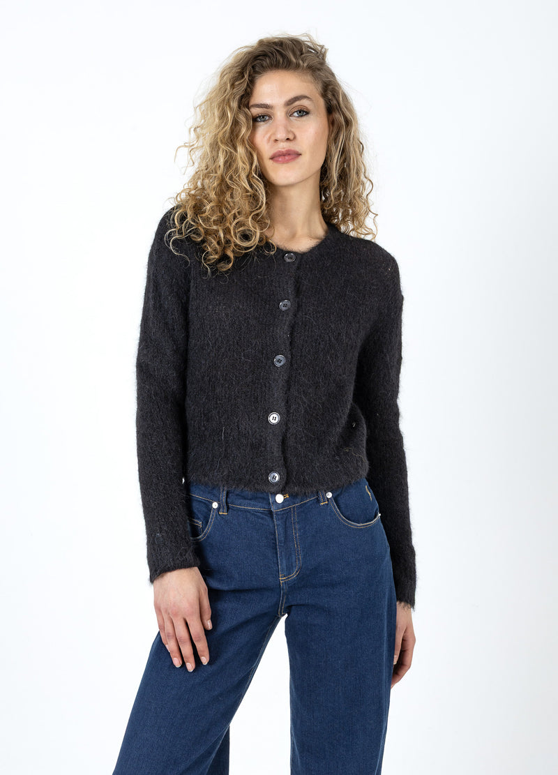 Coster Copenhagen GESTUTZTE STRICKSTRICKJACKE IN ALPAKA Knitwear Black - 100