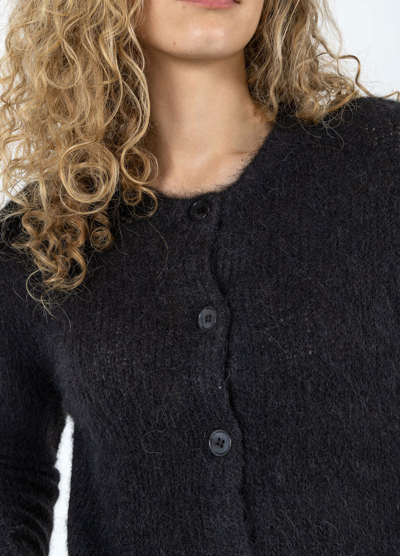 Coster Copenhagen GESTUTZTE STRICKSTRICKJACKE IN ALPAKA Knitwear Black - 100