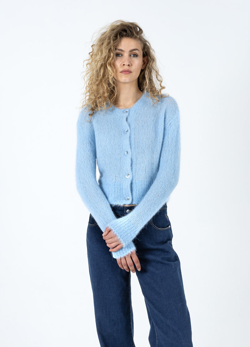 Coster Copenhagen GESTUTZTE STRICKSTRICKJACKE IN ALPAKA Knitwear Pastel blue - 538
