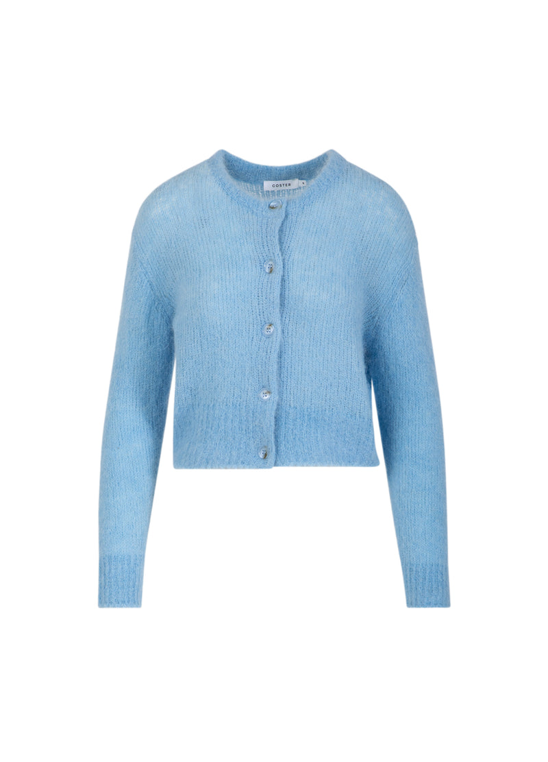 Coster Copenhagen GESTUTZTE STRICKSTRICKJACKE IN ALPAKA Knitwear Pastel blue - 538