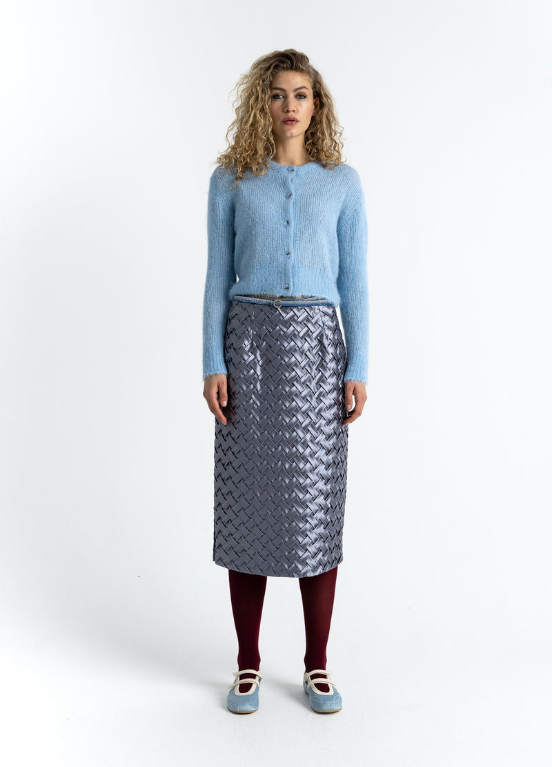 Coster Copenhagen GESTUTZTE STRICKSTRICKJACKE IN ALPAKA Knitwear Pastel blue - 538