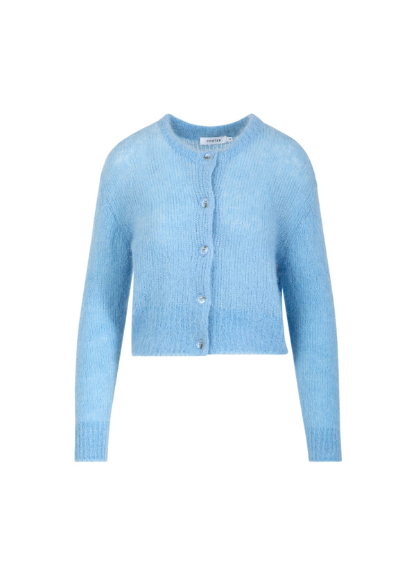 Coster Copenhagen GESTUTZTE STRICKSTRICKJACKE IN ALPAKA Knitwear Pastel blue - 538