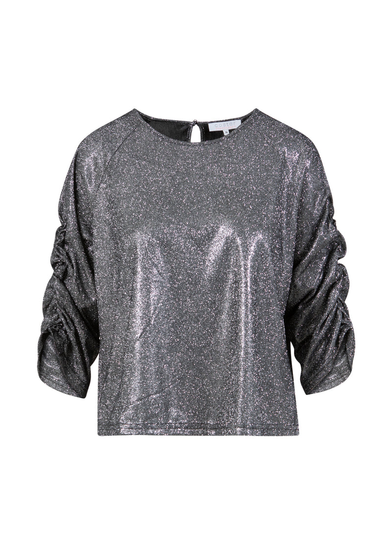 Coster Copenhagen GLÄNZENDES TOP Shirt/Blouse Silver/black - 204