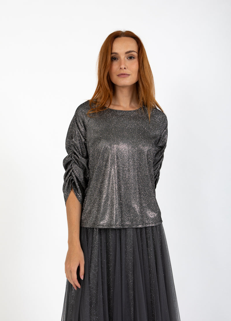 Coster Copenhagen GLÄNZENDES TOP Shirt/Blouse Silver/black - 204