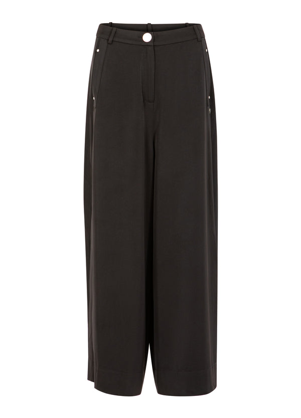 Coster Copenhagen GLÄNZENDE WEITE HOSE - PETRA-PASSFORM Pants Black - 100