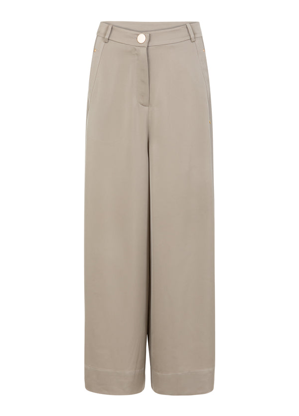 Coster Copenhagen GLÄNZENDE WEITE HOSE MIT HOHER TAILLE - PETRA PASSFORM Pants Grey sand - 241