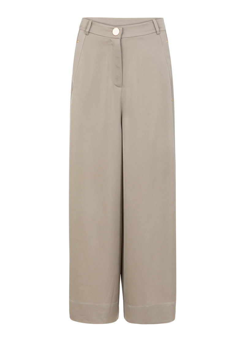 Coster Copenhagen GLÄNZENDE WEITE HOSE MIT HOHER TAILLE - PETRA PASSFORM Pants Grey sand - 241
