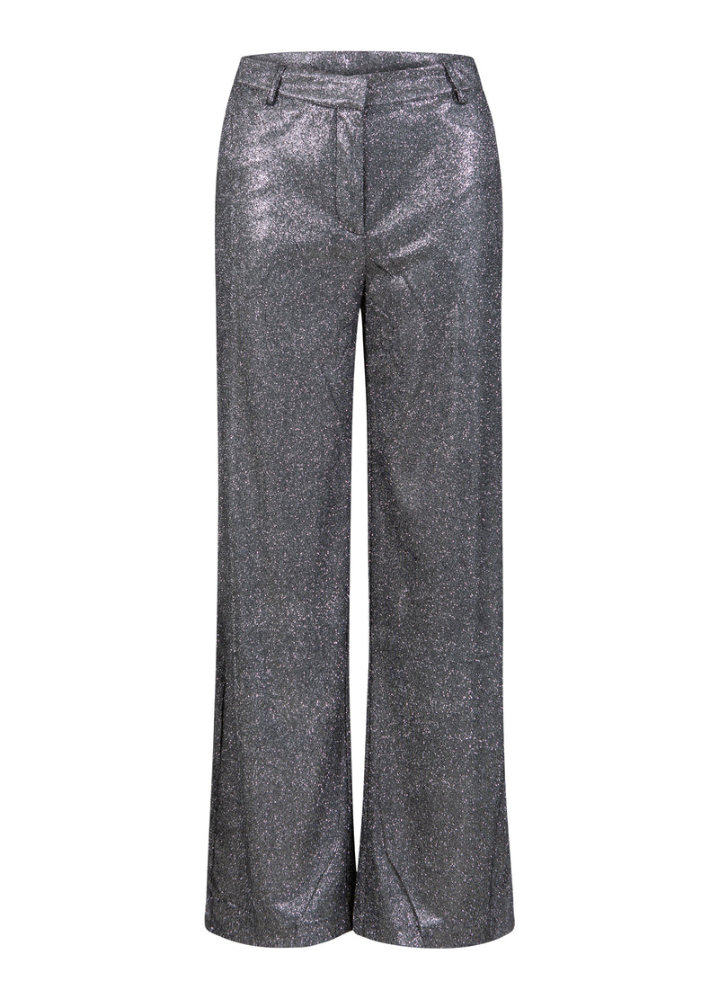 Coster Copenhagen GLITZERHOSE - PETRA FIT Pants Silver/black - 204