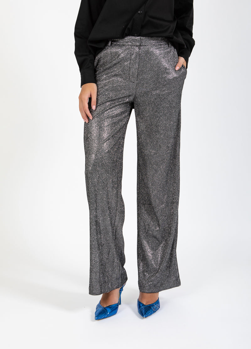 Coster Copenhagen GLITZERHOSE - PETRA FIT Pants Silver/black - 204