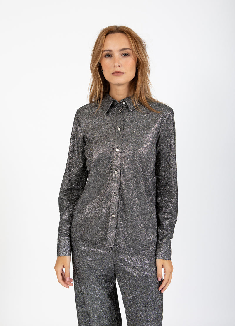 Coster Copenhagen GLITZER LUREX SHIRT Shirt/Blouse Silver/black - 204