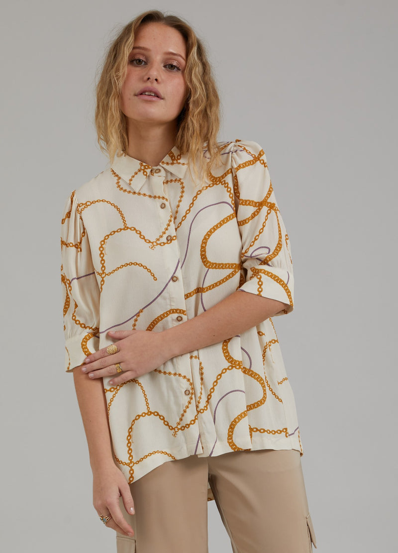 Coster Copenhagen HEMD MIT KETTENDRUCK UND 3/4-ÄRMELN Shirt/Blouse Chain print - 906