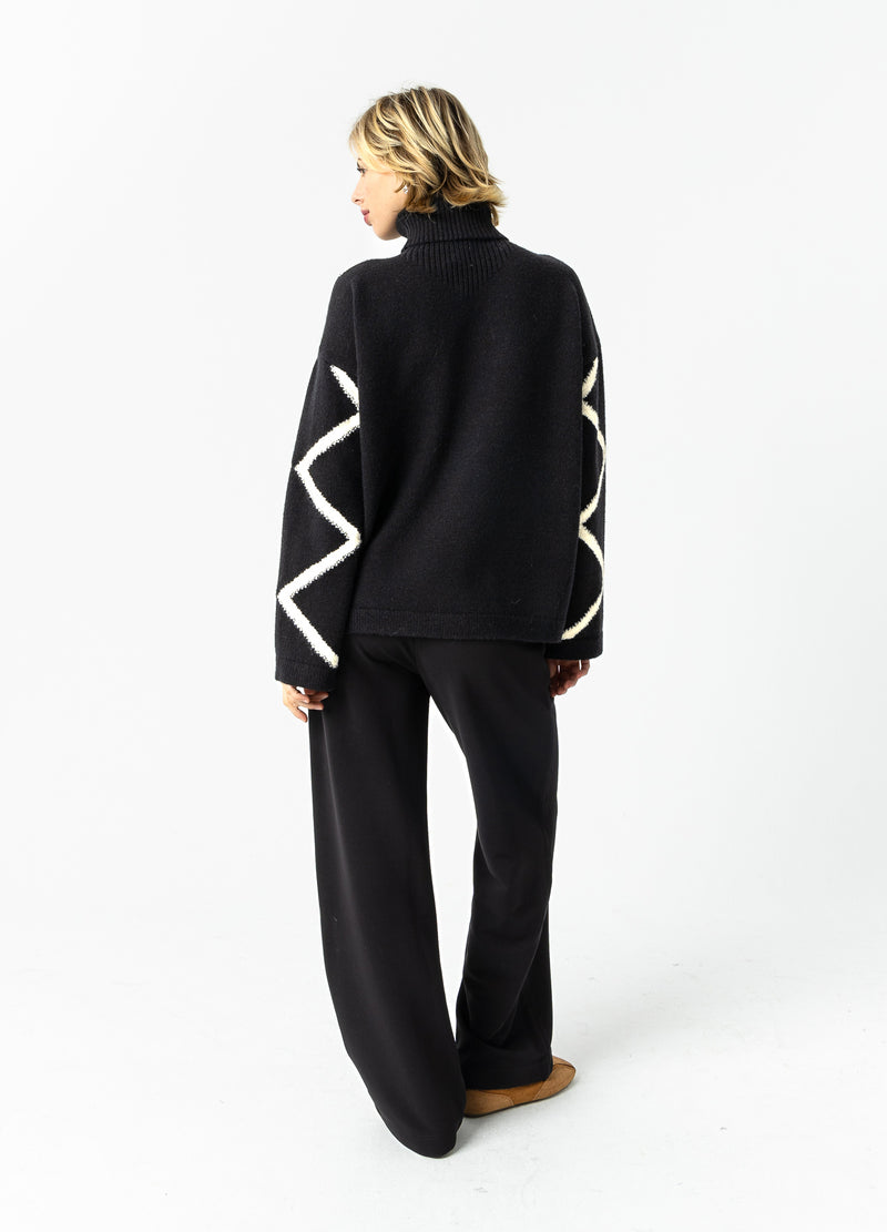 Coster Copenhagen HOHER HALS STRICKPULLOVER Knitwear Black/creme stitch - 133