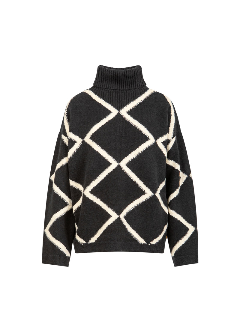Coster Copenhagen HOHER HALS STRICKPULLOVER Knitwear Black/creme stitch - 133