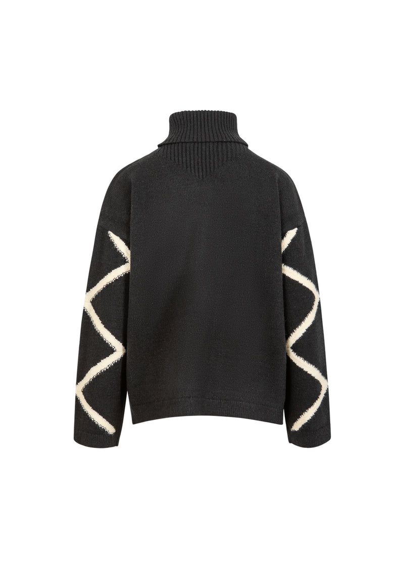 Coster Copenhagen HOHER HALS STRICKPULLOVER Knitwear Black/creme stitch - 133