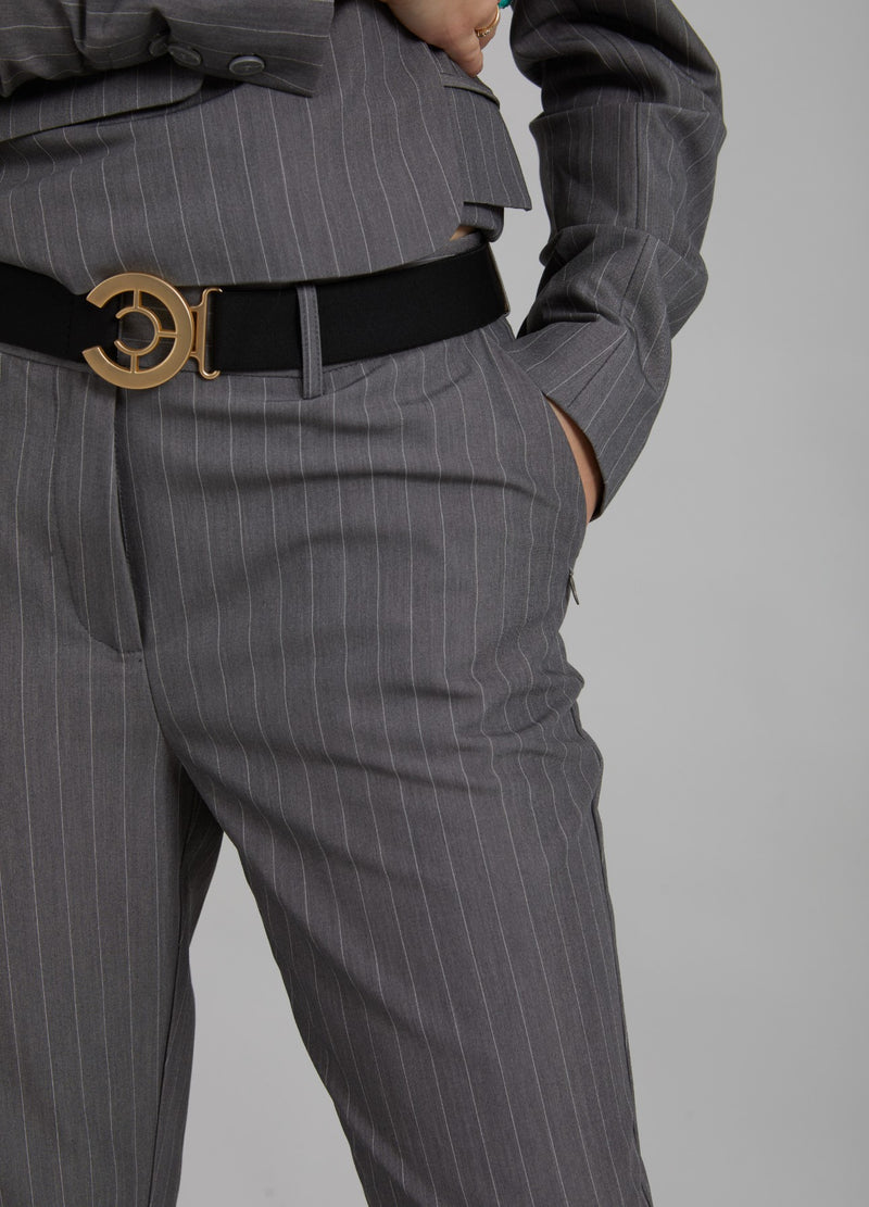 Coster Copenhagen HOSE MIT STIEFELSCHNITT - LUCIA FIT Pants Grey pinstripe - 161