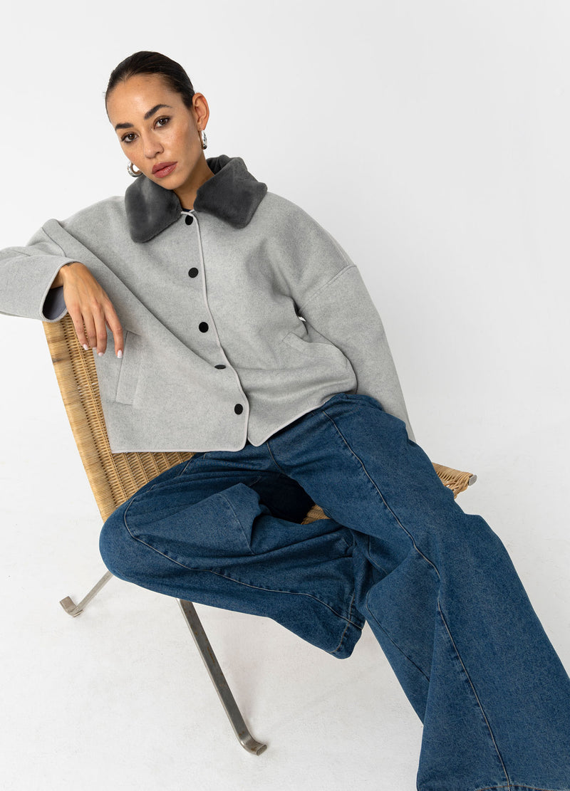 Coster Copenhagen JACKE MIT PELZKRAGEN Outerwear Dove grey - 155