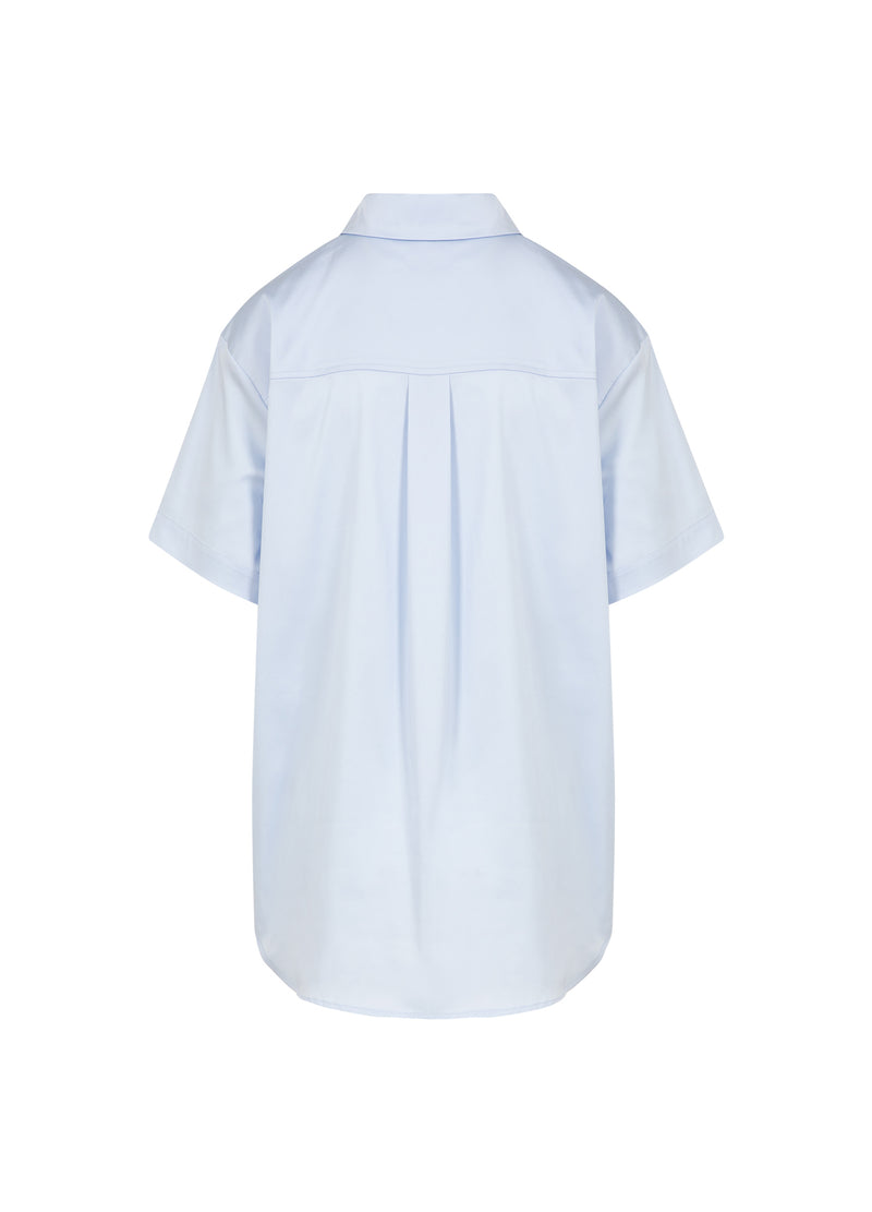 Coster Copenhagen KASTIGES HEMD MIT KURZEN ÄRMELN Shirt/Blouse Oxford blue - 508