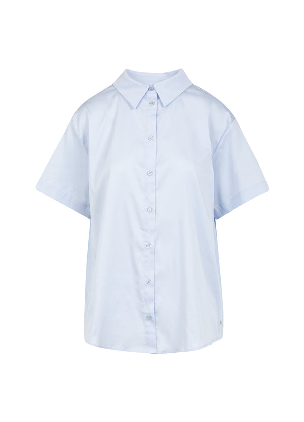 Coster Copenhagen KASTIGES HEMD MIT KURZEN ÄRMELN Shirt/Blouse Oxford blue - 508