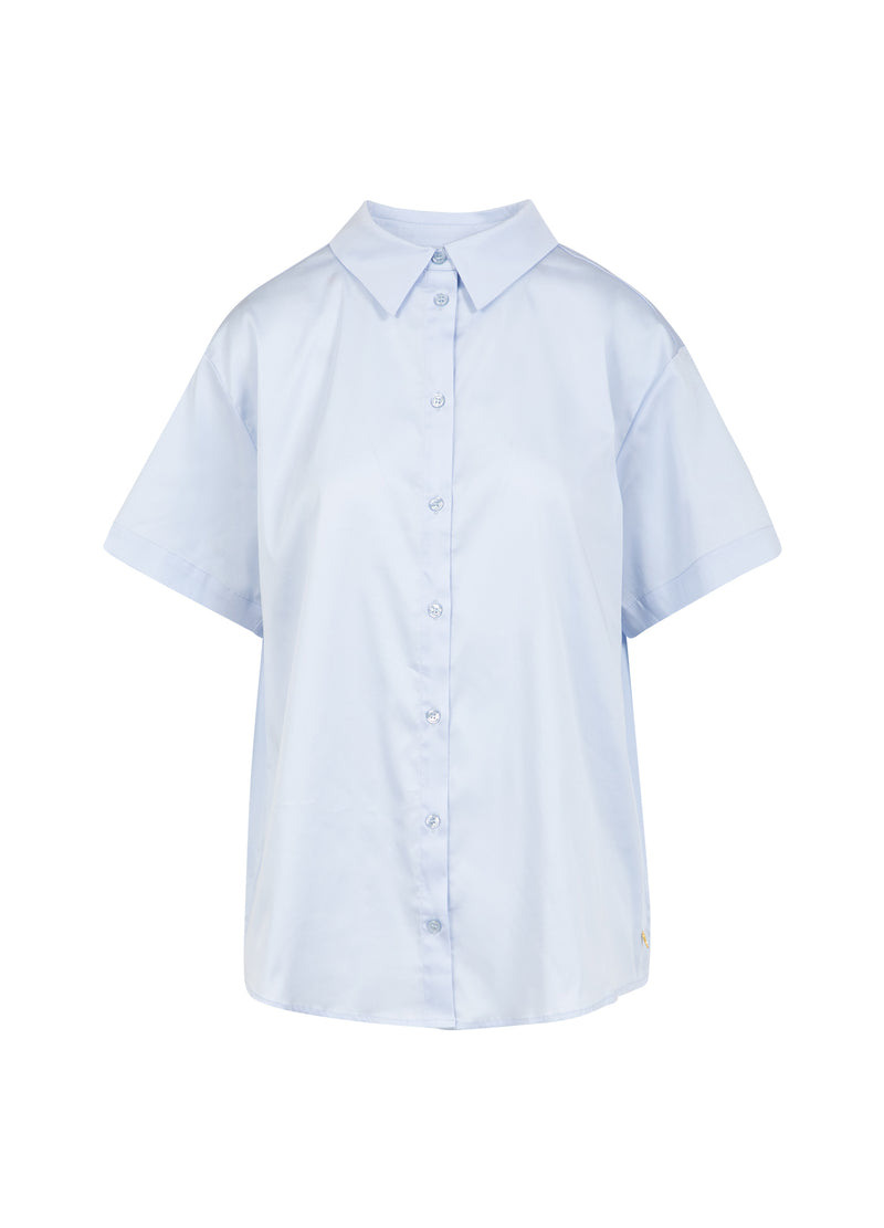Coster Copenhagen KASTIGES HEMD MIT KURZEN ÄRMELN Shirt/Blouse Oxford blue - 508