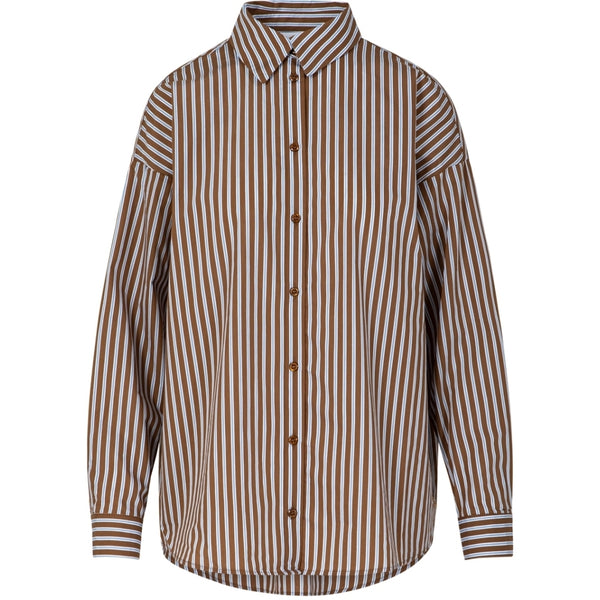 Coster Copenhagen KASTIGES KLASSISCHES HEMD Shirt/Blouse Brown/Blue stripes - 336