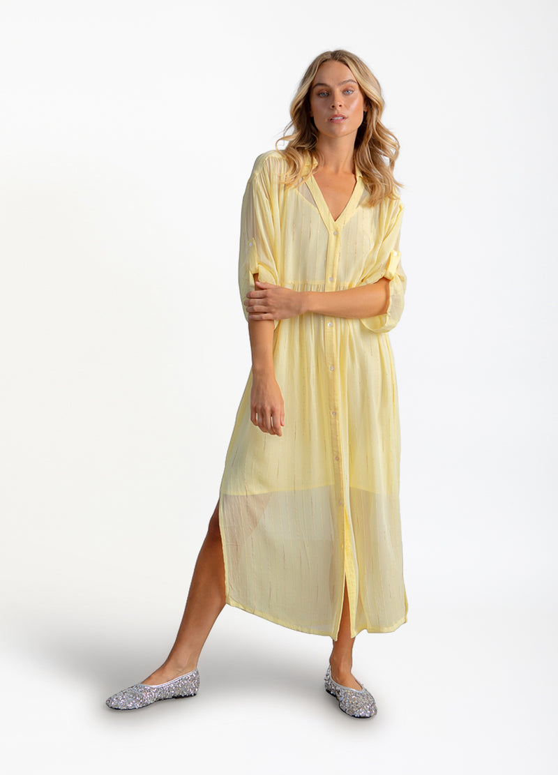 Coster Copenhagen KLEID IN GOLDENER LUREX Dress Butter yellow/gold lurex - 759
