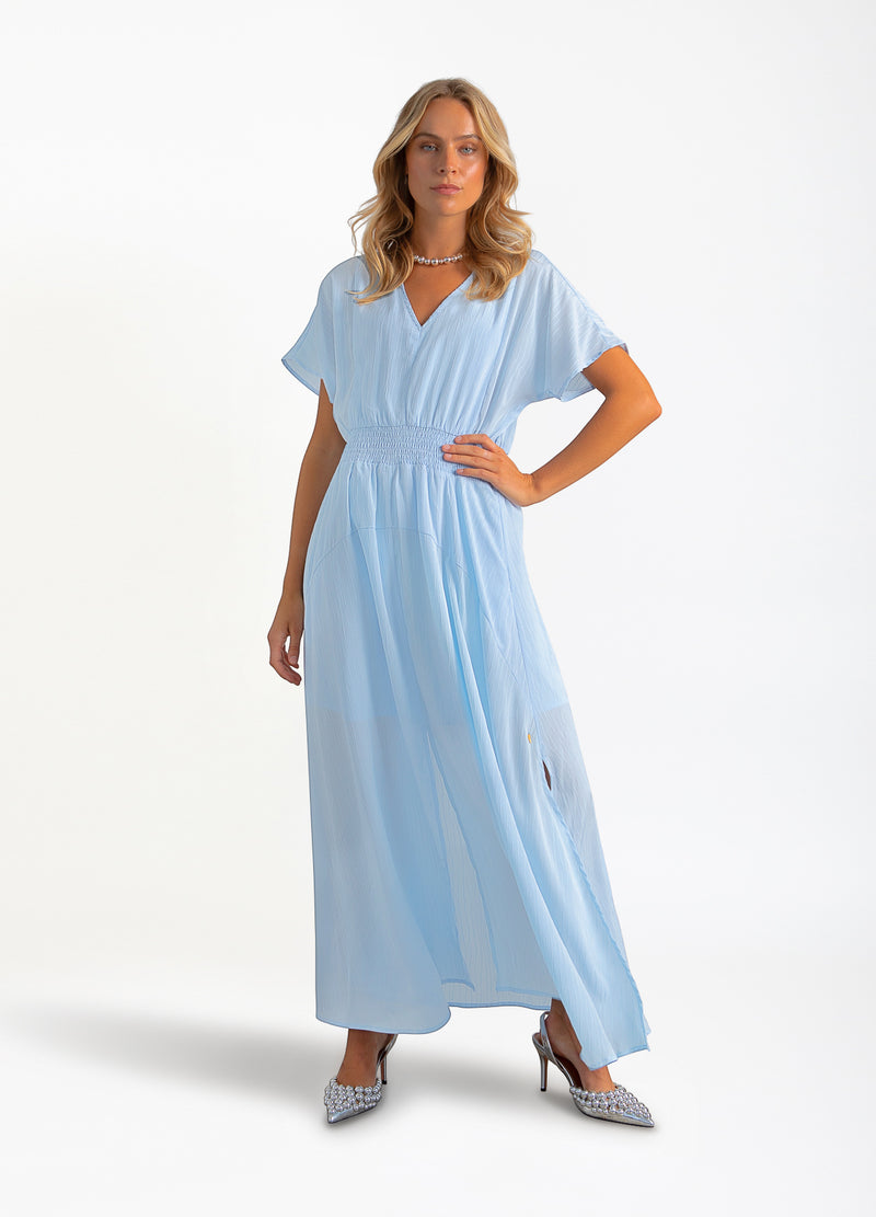 Coster Copenhagen KLEID MIT GESMOKTER TAILLE Dress Lake blue - 547