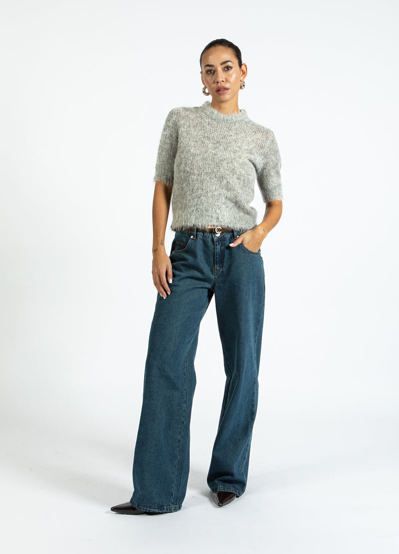 Coster Copenhagen KURZÄRMELIGER STRICKPULLI AUS ALPAKA Knitwear Light grey melange - 129