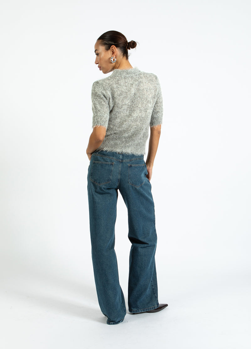 Coster Copenhagen KURZÄRMELIGER STRICKPULLI AUS ALPAKA Knitwear Light grey melange - 129