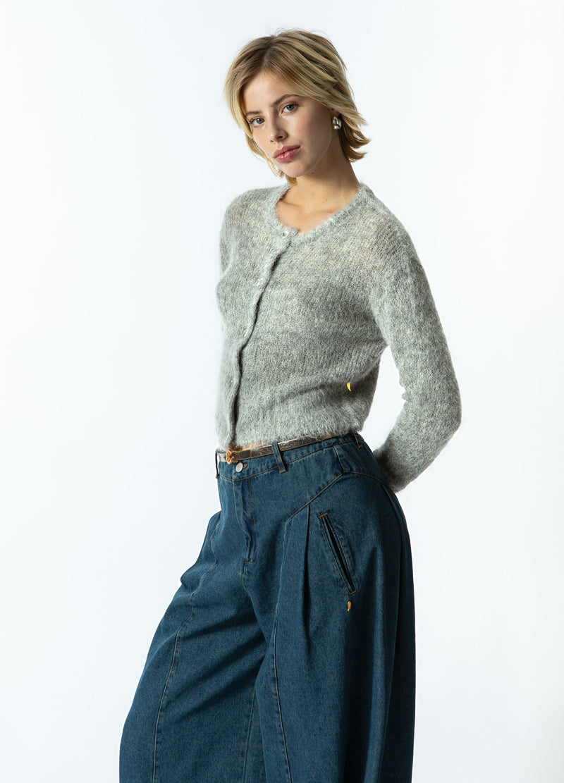Coster Copenhagen KURZE STRICKJACKE AUS ALPAKA Knitwear Light grey melange - 129