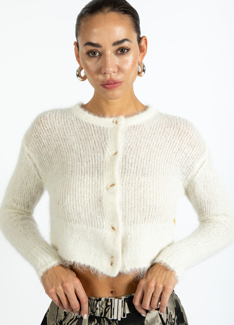 Coster Copenhagen KURZE STRICKJACKE AUS ALPAKA Knitwear Off White - 202