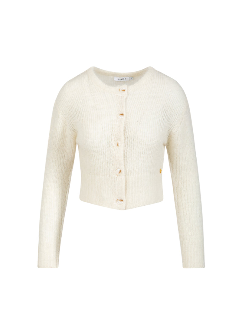 Coster Copenhagen KURZE STRICKJACKE AUS ALPAKA Knitwear Off White - 202