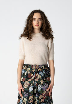 Coster Copenhagen Kurzärmeliger Strickpullover aus Alpaka Knitwear Creme - 241