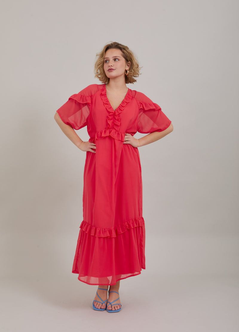 Coster Copenhagen  LANGES KLEID MIT RÜSCHEN Dress Coral pink - 626