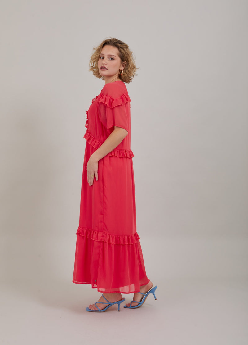 Coster Copenhagen  LANGES KLEID MIT RÜSCHEN Dress Coral pink - 626