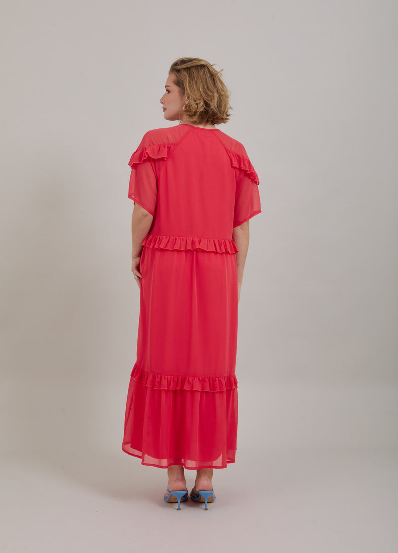 Coster Copenhagen  LANGES KLEID MIT RÜSCHEN Dress Coral pink - 626