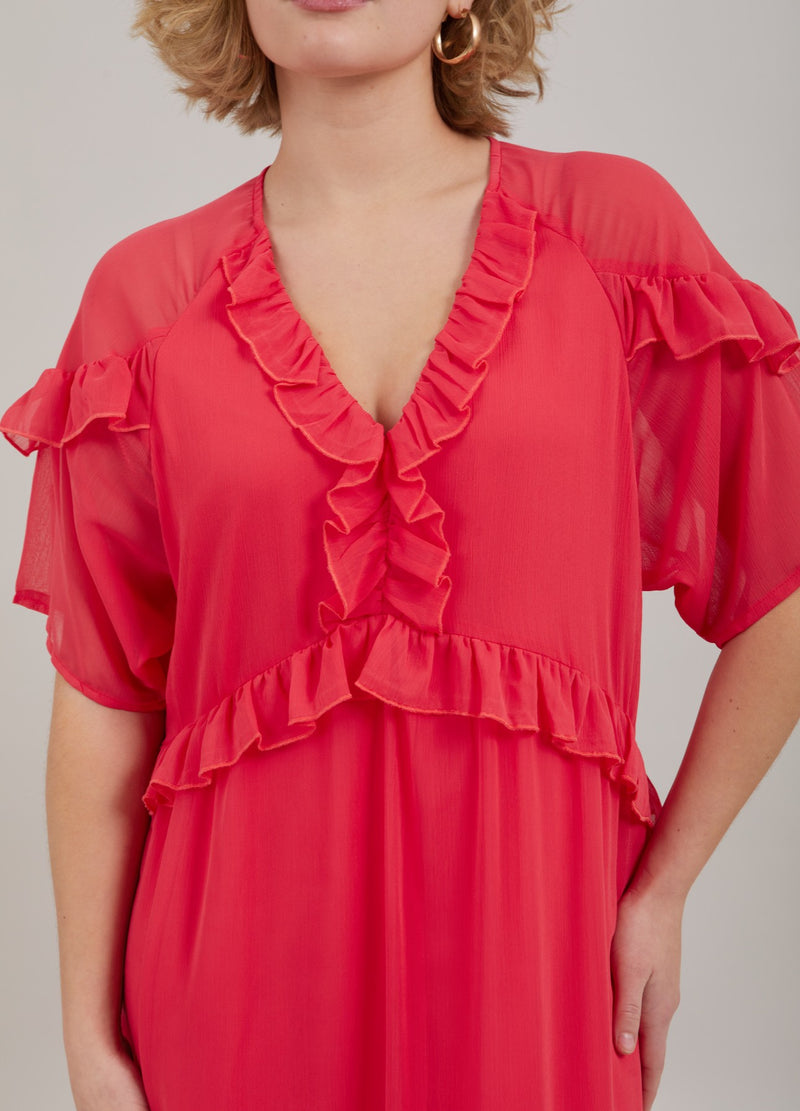Coster Copenhagen  LANGES KLEID MIT RÜSCHEN Dress Coral pink - 626