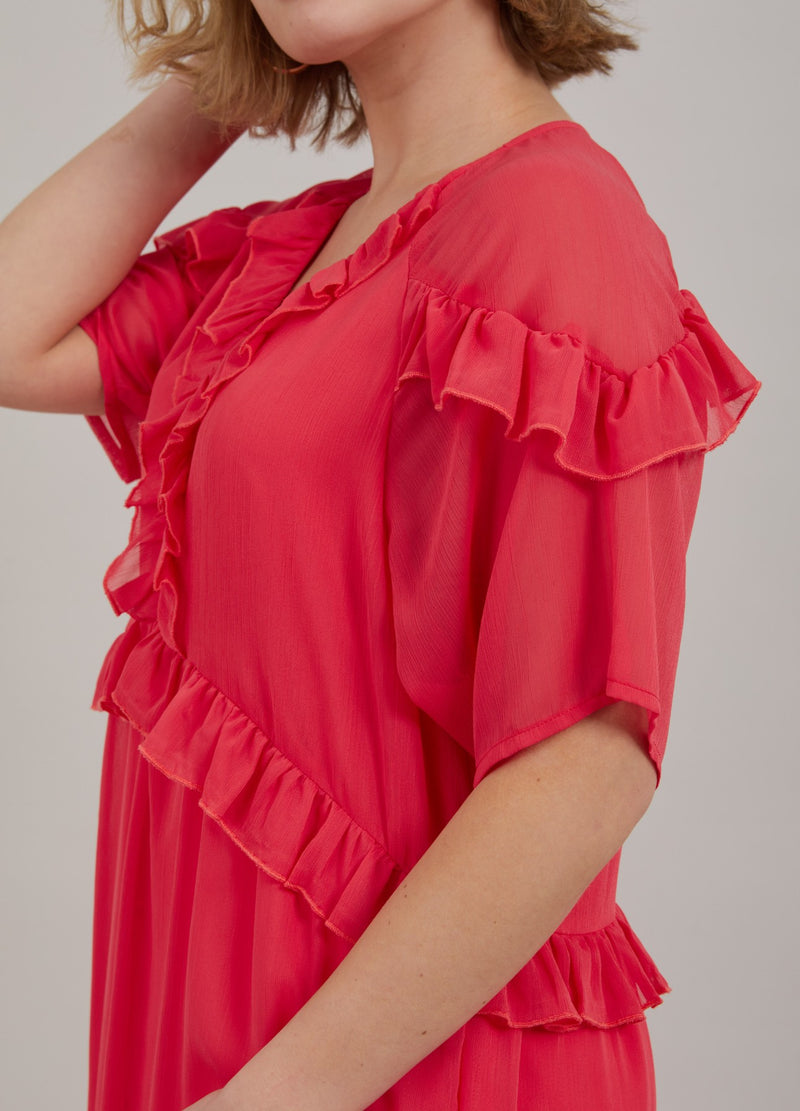Coster Copenhagen  LANGES KLEID MIT RÜSCHEN Dress Coral pink - 626