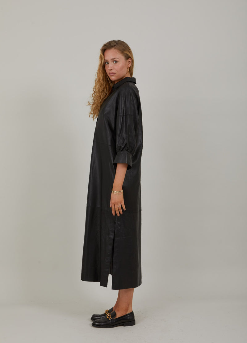 Coster Copenhagen  LANGES LEDERKLEID  Dress Black - 100