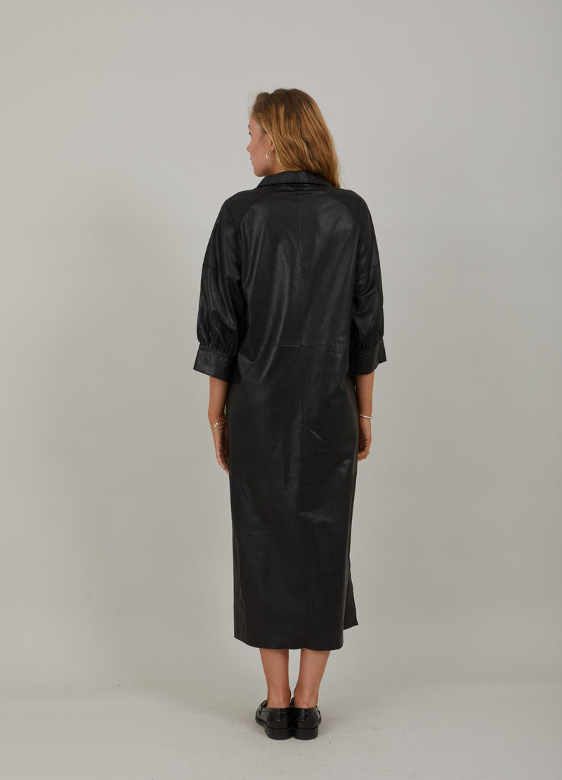 Coster Copenhagen  LANGES LEDERKLEID  Dress Black - 100