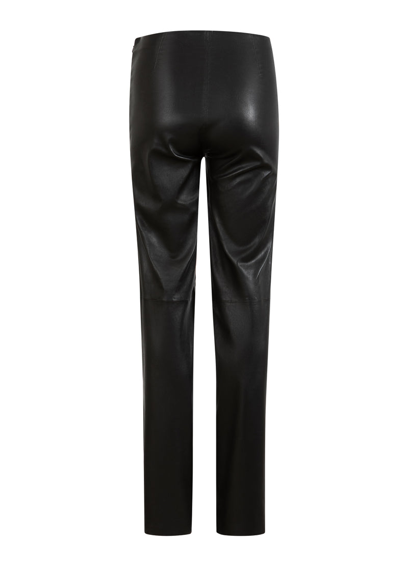 Coster Copenhagen LANGE LEDERLEGGINGS - MYNTE PASSFORM Pants Black - 100