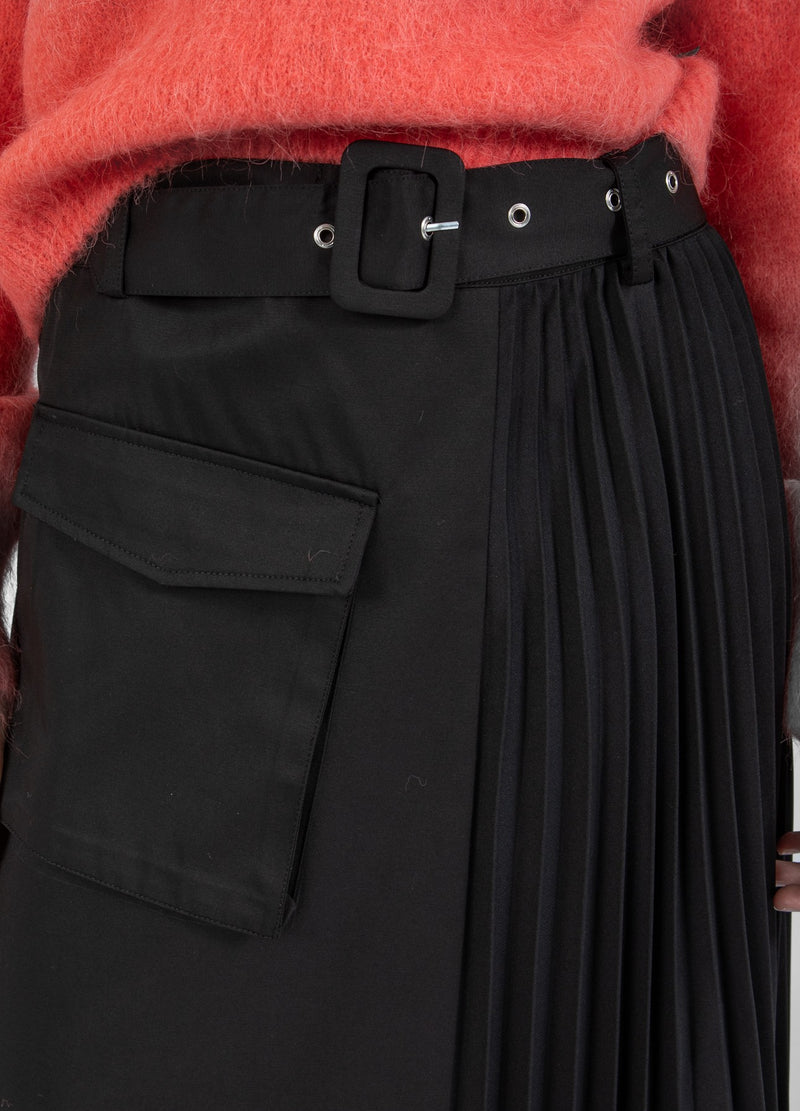 Coster Copenhagen LANGE ROCK MIT GÜRTEL UND PLISSÉ Skirt Black - 100