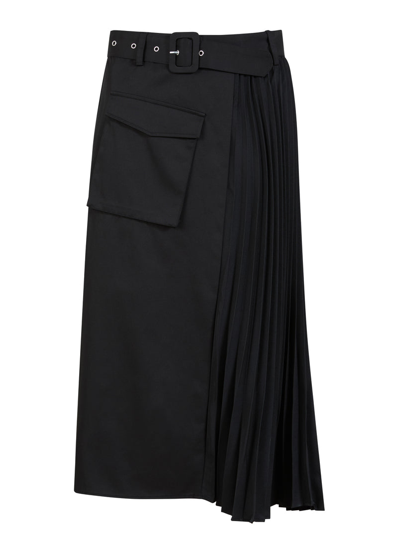 Coster Copenhagen LANGE ROCK MIT GÜRTEL UND PLISSÉ Skirt Black - 100