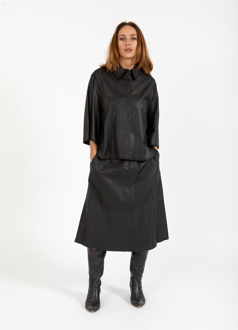 Coster Copenhagen LEDERHEMD Shirt/Blouse Black - 100