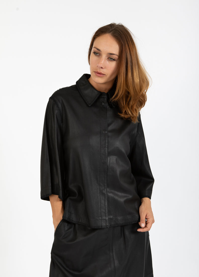 Coster Copenhagen LEDERHEMD Shirt/Blouse Black - 100